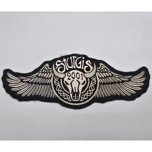Vintage Sturgis 2001 Wings Bull Skull Embroidered Patch Motorcycle Biker Y2K 10"